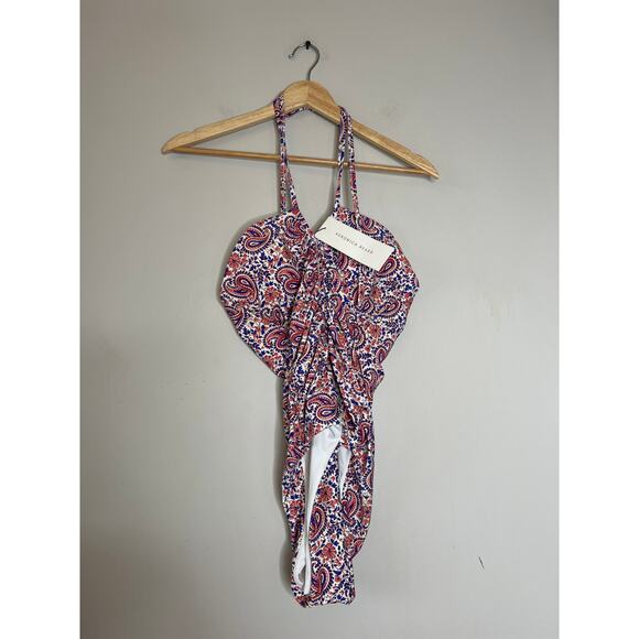 NWT Veronica Beard Hazina Paisley Ruched One-Piece Swimsuit Size: Small - Picture 2 of 8